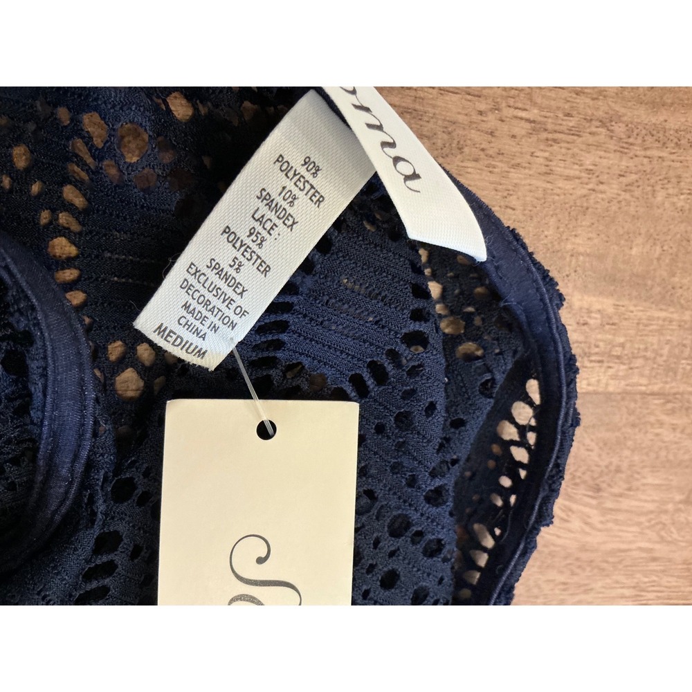 Soma Ombre Maxi Dress Womens Medium Navy Orchid Purple Lace Trim Sleeveless NEW - Picture 12 of 12